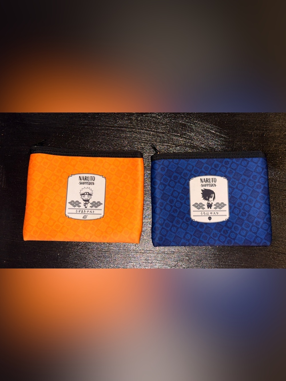 Naruto Themed Orange and Blue Zip Pouches